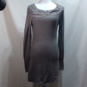Kaisley Charcoal Brown Sweater Dress Large Mini